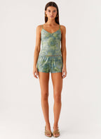 Ajean Sequin Mini Shorts - Lime Blood