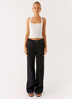 Back Again Straight Leg Denim Jeans - Black