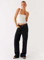 Back Again Straight Leg Denim Jeans - Black