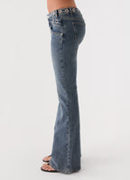 Carson Low Rise Eyelet Jeans - Blue Wash