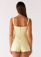 Coastline Cotton Micro Mini Shorts - Yellow