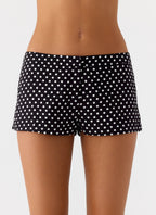 Coastline Cotton Micro Mini Shorts - Black Polkadot