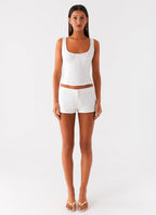 Coastline Cotton Micro Mini Shorts - White
