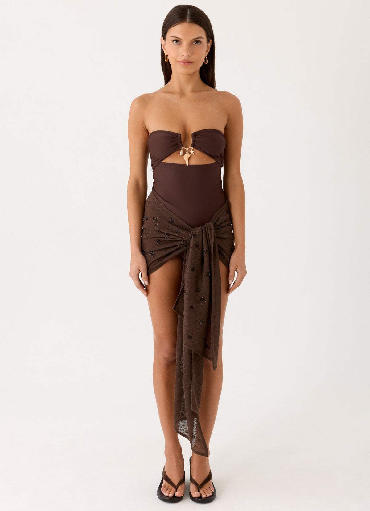 Deia Beaded Sarong - Chocolate