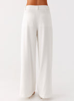 Delong Low Rise Linen Pants - White