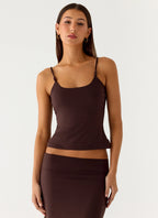 Garrix Bead Cami Top - Chocolate