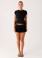 Landon Button Up Top - Black