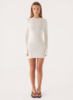 Levara Knit Low Back Mini Dress - White