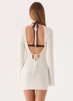 Levara Knit Low Back Mini Dress - White