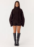 Marlow Faux Suede Jacket - Chocolate