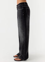 Nathan Super Low Rise Denim Jeans - Washed Black