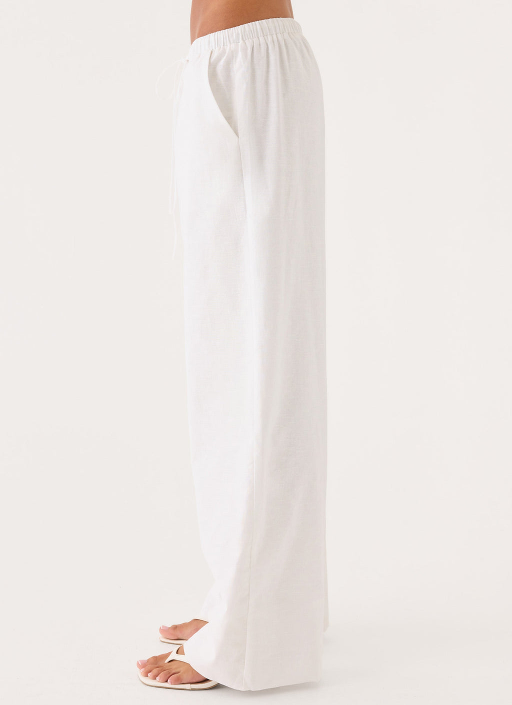 Norene Linen Wide Leg Pant - White