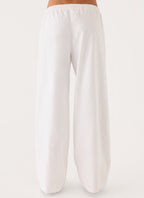 Norene Linen Wide Leg Pant - White