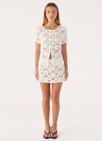 Nyxie Crochet Mini Skirt - White