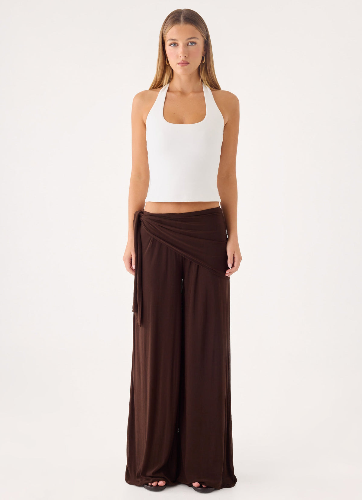 Riyan Waist Scarf Pant - Chocolate