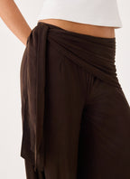 Riyan Waist Scarf Pant - Chocolate