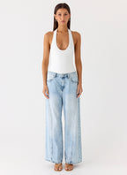 Set The Scene Halter Bodysuit - White