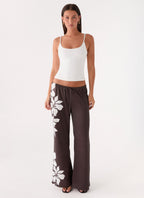 Sorena Low Rise Flared Pants - Chocolate Tropic Floral