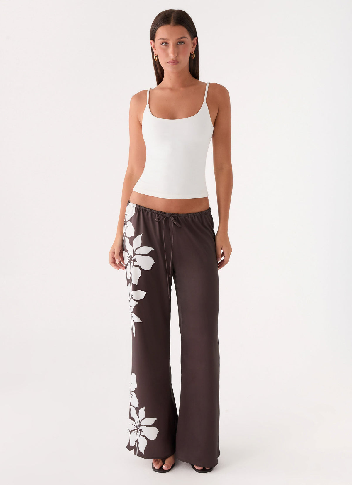 Sorena Low Rise Flared Pants - Chocolate Tropic Floral