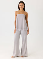Sorena Low Rise Flared Pants - Misty Blue