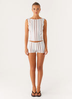 Sun's Out Low Rise Mini Shorts - Blue Stripe