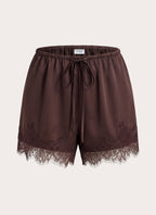 Tarina Lace Trim Mini Shorts - Chocolate