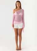 Telling Me Shimmer Knit Top - Pink