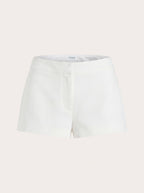 Yena Crepe Low Rise Shorts - White